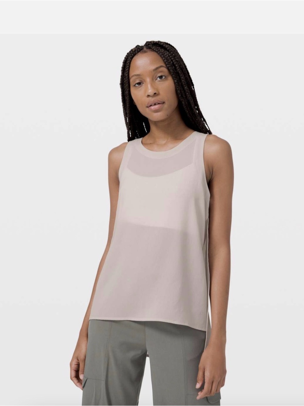 Lululemon Athleisure “Dynamic Days” sleeveless Tank Top Beige Cream Sz 10 EUC